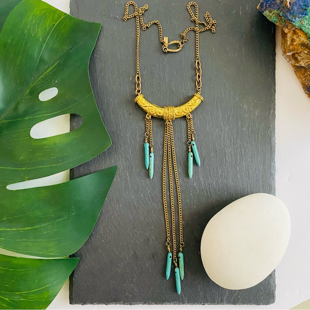 Vanessa Mooney x FP Gold & Turquoise Necklace